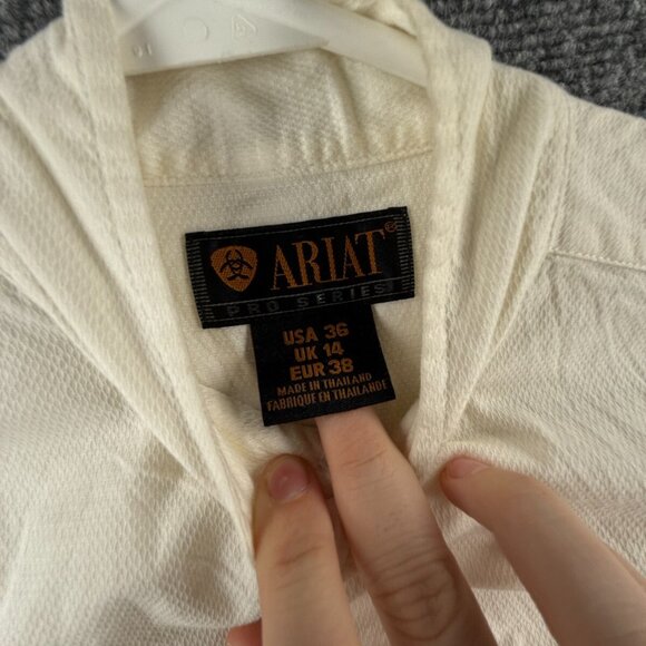 Ariat Pro Series Ivory Long Sleeve Button Up Shirt Men Outdoors Size 36 Small - Picture 8 of 16